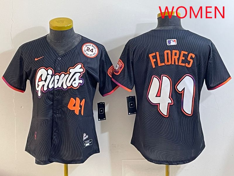 Women San Francisco Giants #41 Flores Black Joint Name 2025 Nike MLB Jersey style 7